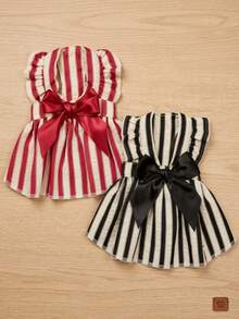 PETSIN 1 Vestido de princesa a rayas blancas y negras con estilo francés para mascotas, adecuado para perros y gatos pequeños y medianos para uso en interiores y exteriores en primavera y verano. - Multicolor - Ver 3