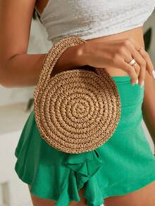 SHECARRY Natural Mini,Woven Bag,Perfect For Summer Travel,For Outdoor,Summer,Women Bags For Vacation,Holiday,Straw Purse,Straw Beach Bag,Beach Necessities,Beach Essentials,Beach Stuff & Summer Essentials, Best Women Bag For Beach Vibes, Wicker Bag, Vacation Bag For Summer - Camel - View 8