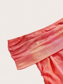 MaterniChic Maternity Off-Shoulder Ruched Floral Print Fitted Summer Dress Elegant Dresses For Party Prom Dress Wedding Party - Red - View 7