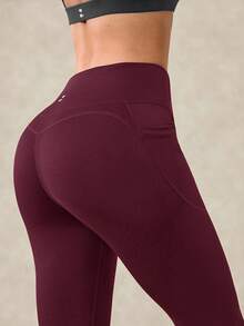 OutZeal Quần legging nữ ngoài trời màu trơn, thích hợp cho leo núi, yoga, chạy bộ, nhanh khô, ôm bụng, thiết kế lưới, quần thể thao mùa hè và mùa xuân. - Màu Đỏ Sâu - Xem 10