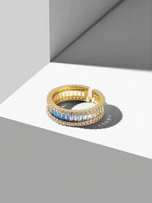 MOTF PREMIUM NEW PRODUCT MANUFACTURER FOREIGN TRADE JEWELRY EUROPEAN AND AMERICAN SIMPLE FASHION RING WOMEN'S MODEL - Blue - View 1