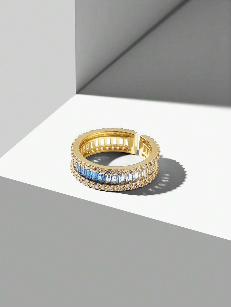 MOTF PREMIUM NEW PRODUCT MANUFACTURER FOREIGN TRADE JEWELRY EUROPEAN AND AMERICAN SIMPLE FASHION RING WOMEN'S MODEL - Blue - View 1