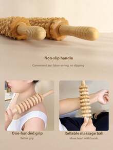 1pcWood Therapy Massage Tool Lymphatic Drainage Massager Kit Professional Body Cellulite Massager For Body Sculpting,Contouring,Relief Muscle,Anti-Cellulite - Apricot - View 2