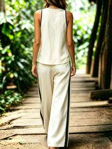 Women's Vacation Two Pieces Set Holiday Outfits Beach Vacation Outfits For Women - Apricot - View 2