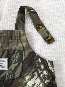 SHEIN Playful Pals 2pcs Newborn Outfit, Utility Style Tree Camo Print Sleeveless Overalls With Bucket Hat Set, Suitable For Outdoor, Casual, Photo Shoot, Summer - Olive Green - View 7