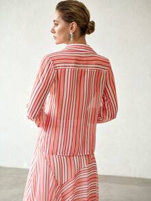 MOTF PREMIUM WOMEN PINK CHECKERED PRINT CASUAL ELEGANT TOP BRUNCH AUTUMN - Multicolor - View 3