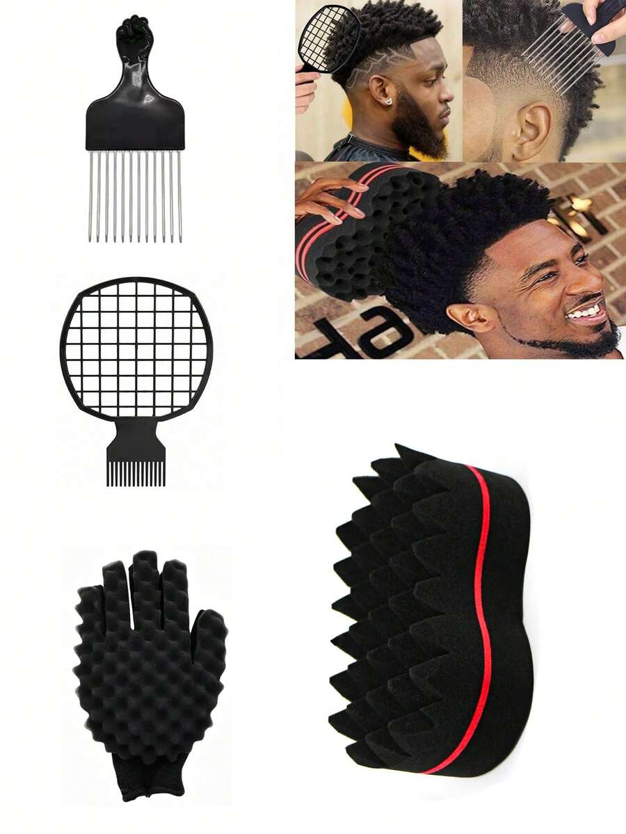1/4 piezas, Guantes de esponja trenzadora de cabello para hombres, horquilla para el cabello africano, peine rizado, espuma, adecuado para herramientas de peluquería, cabello, peluquero, herramientas para el cabello, productos para el cabello, secador de pelo, accesorios para el cabello, productos para el cabello, herramientas para el cabello, cuidado del cabello, cepillo rizado, peluquero, accesorios de peluquería, equipo para el cabello, artículos de viaje, artículos de viaje, cabello, cabello, cabello, viaje, productos para el cabello, herramientas para el cabello - Multicolor - Ver 1