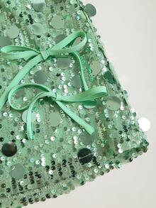 Sweetra Women's Fashionable Multicolor Beaded Elegant Skirt Pants - Mint Green - View 3