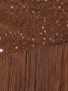 MUSERA Textured Fringe Detail Asymmetric Sequin Skirt Only Summer Holiday Vacation Beach Ibiza Cute Festival Elegant Cherry Moon - Brown - View 5