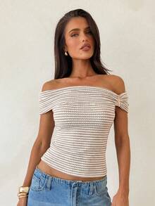 Aloruh Women's Asymmetrical Off-Shoulder Knit Top,Summer Top - Black - View 7