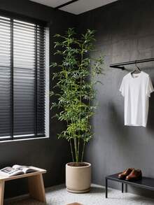 Árbol de Bambú Artificial de 195/240/270cm, Realista, de Gran Altura, con Hojas de Bambú de Plástico, para Decoración de Interiores, Exteriores, Hogar, Jardín, Fiestas y Oficinas - Verde - Ver 4