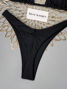 Swim Vcay Bikini separado minimalista de resort primavera/verano 2026, traje de baño de alta gama con recogido y elevación para mujeres - Multicolor - Ver 4