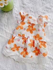 PETSIN 1PC Summer Floral Lace Ruffle Princess Dress With Flying Sleeves For Dogs Cats - Multicolor - View 19