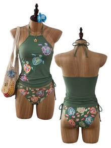 Swim Lushoire Bộ áo hai dây tankini dành cho nữ đi biển - Nhiều màu - Xem 4
