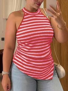 Vionelle Áo camisole không tay thanh lịch dành cho nữ cỡ lớn - Màu Hồng Tươi - Xem 3