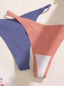 SHEIN 7pcs/Set Seamless Solid Color Versatile Women's Thong Panties - Multicolor - View 3