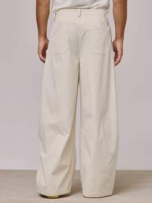 Musero Barrel Leg Button Fastening Pleated Tailored Smart Style Trouser Bottoms Spring Summer Essentials Holiday - Apricot - View 5