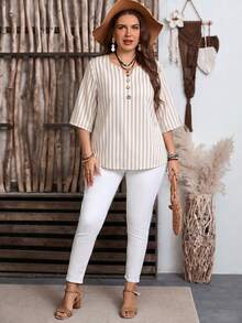 EMERY ROSE Phong cách giản dị, tối giản, bohemian, thanh lịch, lãng mạn, retro với họa tiết sọc, phù hợp cho các lễ hội âm nhạc, trang phục đi biển, trang phục nghỉ mát, trang phục mùa hè cho nữ, áo kiểu nữ. - Nhiều màu - Xem 6