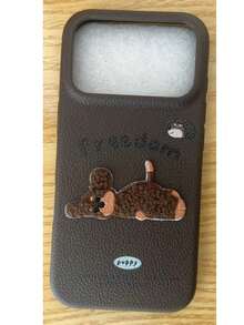 Funda adecuada para iPhone, funda de teléfono de alta calidad con patrón de lichi para chicas - Marrón - Ver 15