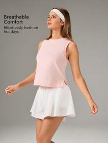OutZeal Gym Top Women Sports Pink Tank Summer Yoga Workout Casual Soft Modal-Blend Active Tops - Pink - View 2