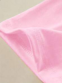 SHEIN Vintaside Kids 2件套少女可爱舒适多色打底裤，适合春夏休闲、运动和休闲穿着，简约舒适白色短裤套装 - 彩色 - 查看 3