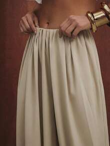 Hauture Quần Harem nữ màu trơn, cạp chun. - Màu Khaki - Xem 4