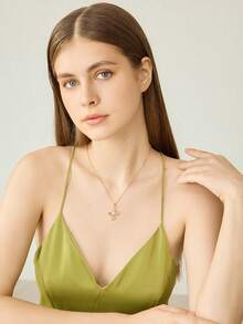 MOTF PREMIUM PRE18K镀金花朵白色宝石精致气质项链 - 金黃色 - 查看 5