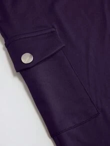 EMERY ROSE Plus Size Women Casual Pants With Pockets, 3/4 Length - Purple - View 6