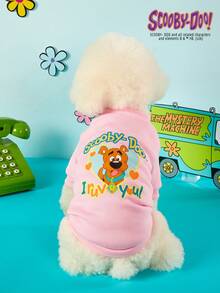 SCOOBY-DOO X 1 pieza Ropa para mascotas anti-caída de pelo, gruesa y cálida, con diseño de carta de amor de cachorro lindo, sin sombrero - Rosa - Ver 2