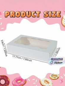 SHEIN 20 PIEZAS/10 PIEZAS/1 PIEZA Caja de pastel con ventana, caja de galletas con ventana, caja de pan, caja de pastel, caja de pretzels, adecuada para boda, baby shower, fiesta, Navidad - Multicolor - Ver 2