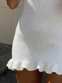 Elegant Fitted Bodycon Dress, Spring/Summer New Knit Dress For Women - White - View 5