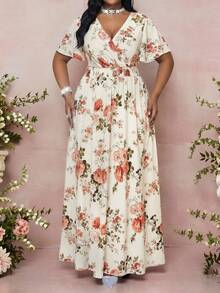 SHEIN Lady 大码优雅印花连衣裙，夏季 - 彩色 - 查看 6