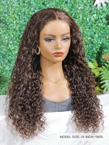 Chocolate Dark Brown Water Wave Pre Bleached Pre Plucked Pre Cut Lace 180% Density Wear And Go Glueless 4x4 Lace All Ready Wig With Anti Slip Silicone Band And Breathable Dome Cap - S4 - View 7