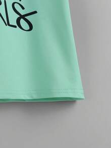 SHEIN Young Girl Letter Graphic Tee - Mint Green - View 6