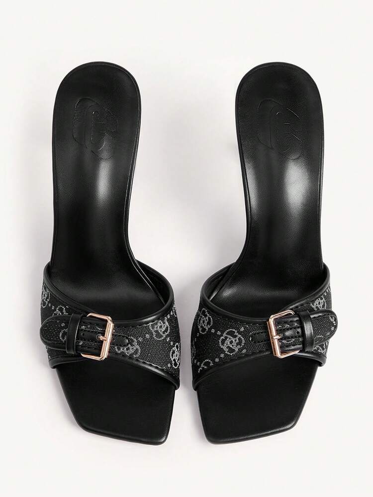 CUCCOO BIZCHIC Women Shoes Spring And Summer New Black Splicing Buckle Women's High-Heeled Sandals Fashionable And Comfortable Versatile Commuter Women's Sandals Slippers Women's Shoes