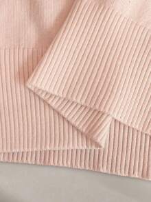 Franclia Women's Spring/Summer White Simple Casual Turndown Collar Raglan Short Sleeve Solid Color Fitted Knit Top, Plus Size - Pink - View 6