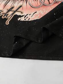 ROMWE MEN Ärmlös linne i vintage-stil med glittermotiv, retro streetwear - Svart - Visa 4