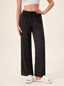 Loomlin 100%Cotton 3 Pcs Solid Knit Pant Set Comfortable Pants Wide Leg Pajama Pants Pajama Bottoms Ribbed Knit Pants - Multicolor - View 5