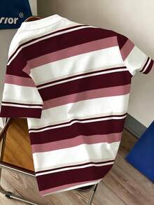 Manfinity Joysei Men's Casual Colorblock Striped Short Sleeve T-Shirt, Summer - Multicolor - View 2