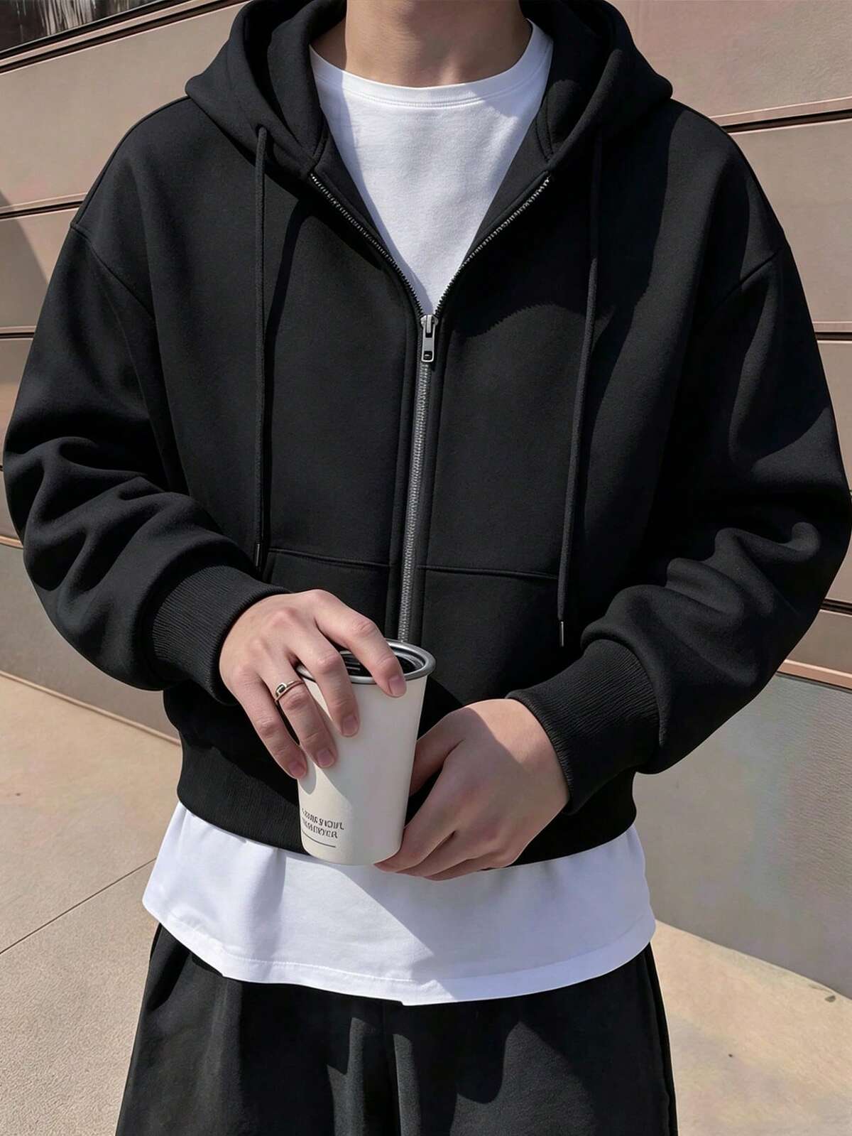 Manfinity Hypemode sweat-shirt à capuche zippé décontracté pour hommes, style de rue. Manches longues, idéal pour l'automne, le printemps à l'été, l'été, les vacances, le style vintage, les sorties, les fêtes, les festivals. Cadeau pour mon petit ami. 7