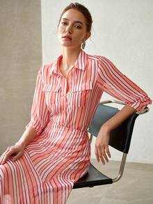 MOTF PREMIUM WOMEN PINK CHECKERED PRINT CASUAL ELEGANT TOP BRUNCH AUTUMN - Multicolor - View 7
