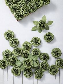 50 Stück künstliche Rosen, grüne Fake Rosen, realistische Schaumstoff Rosen mit Stielen, PE Blumen für DIY Hochzeitssträuße, Blumenarrangements, Bridal-Shower Geschenke, Sträuße binden, Tischdekoration, Blumenbälle, Corsagen, Tortendekoration, Party & Heim Dekoration, Frühlings- & Sommerfeste, Geschenke für Frauen, Freundinnen, Mädchen - Grün - Übersicht 4