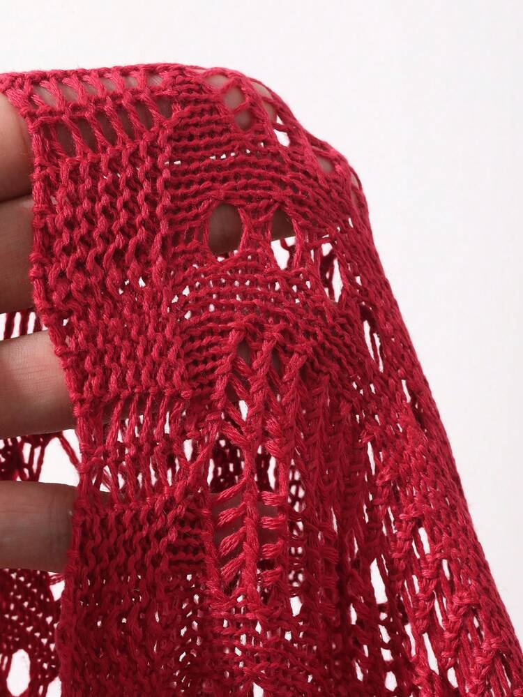 Dazy Plus Elastic Long Sleeve Fitted Backless Tie-Up Short Dress, Fitted Sexy Casual Red Sweater Cover Up, Beach Dress For Plus Size Women, Spring/Summer