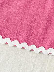 SHEIN Baby Girls' Vacation Colorblock Strap Top And Shorts Set - Hot Pink - View 7