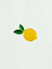 奶油色 BM 甜美復古迷你檸檬印花對比領青少年女孩休閒極簡短袖修身圓領T恤，適合春夏日常、出遊、度假、節日穿著，春夏輕鬆舒適，時尚女孩休閒穿搭，兒童迷你檸檬圖案T恤，新風格，返校日，慵懶氛圍，少女風 - 彩色 - 查看 7