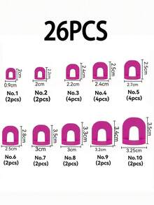 26 PIEZAS Juego de protectores de uñas, Protector en forma de U anti-desbordamiento para un pulido preciso, 10 tamaños que se ajustan perfectamente a las uñas postizas, incluye estuche de almacenamiento, kit de herramientas esenciales para el arte de uñas - 26 piezas - Ver 4