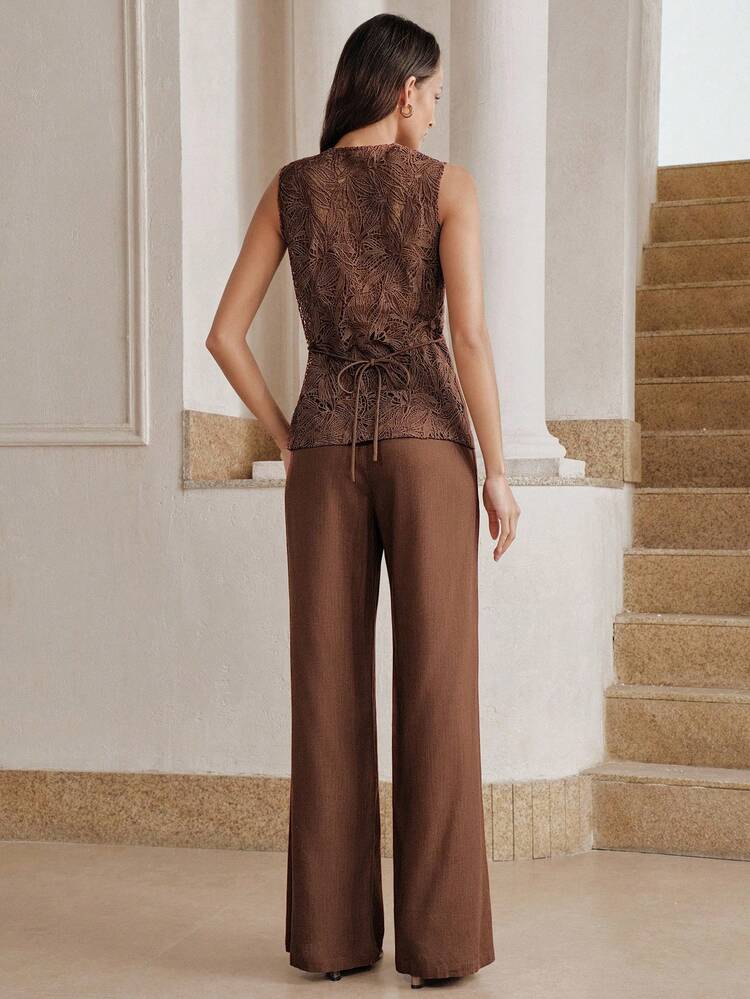Anewsta Women's Classic Vest And Pants Set, Minimalist Design, Suitable For Daily Wear, Commute, Casual, Beach, Holiday, Vacation In Spring And Summer