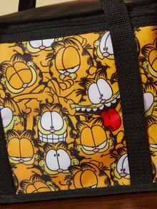 GARFIELD | SHEIN 1个卡通人物印花保温午餐包，可保温或保冷，野餐包，大容量，可装午餐盒和饮料，适合野餐、露营、旅行、居家使用，适合家庭、学生、朋友 - 橘色 - 查看 4