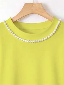 SHEIN Franclia Áo thun nữ in họa tiết bong bóng, thích hợp cho tiệc tùng và đi làm. - Màu vàng ngỗng - Xem 3