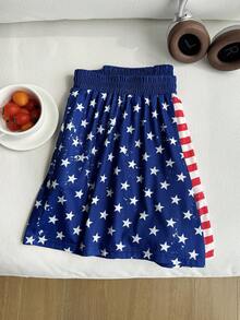 Comfortcana Plus Size Casual 4th Of July Graphic Color Block Shorts - Multicolor - View 5